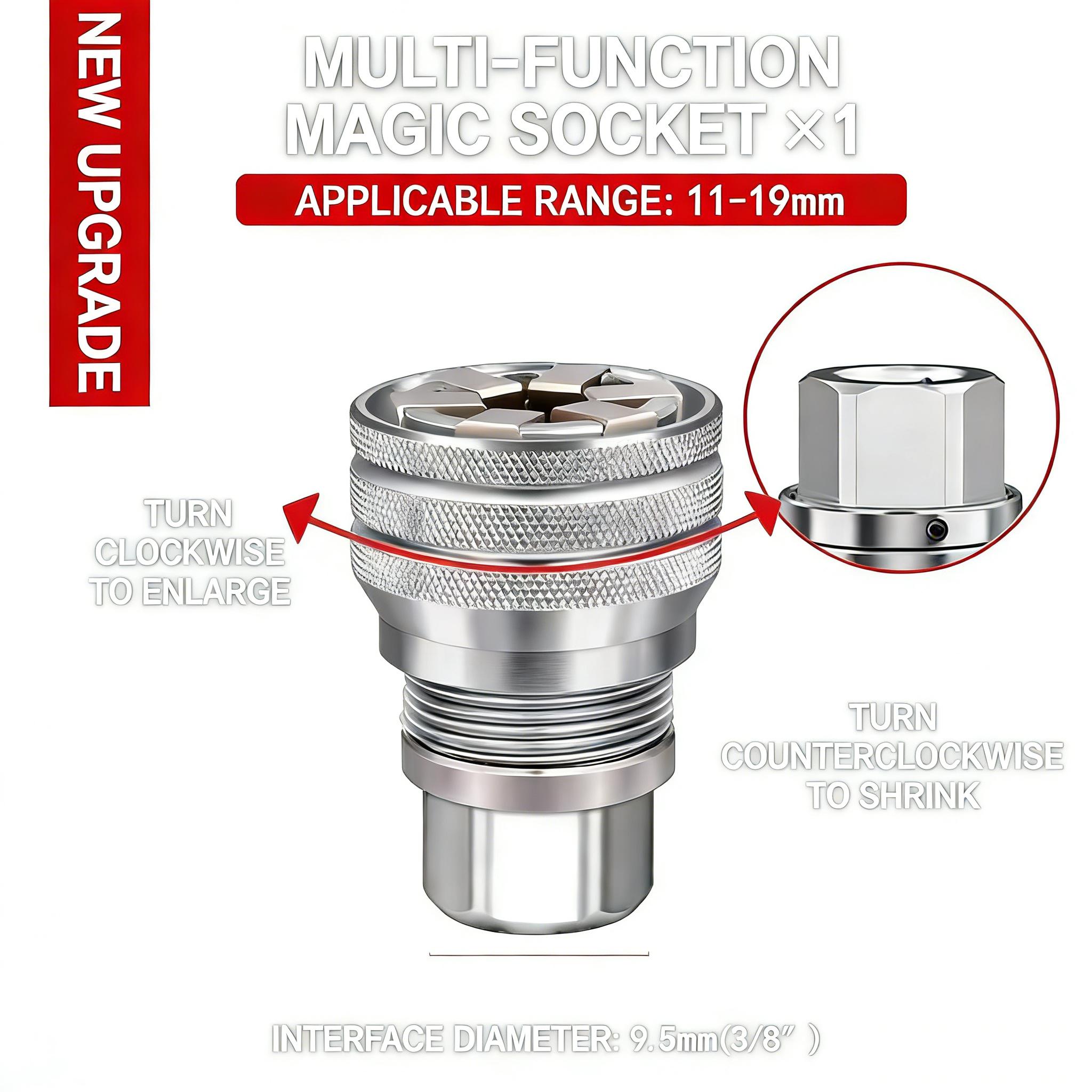 Multi-Function Universal Socket Wrench Tool - Universal Maintenance Tool, Adjustable Universal Socket Wrench, Universal Socket Tool for 3/8" Drive Ratchet Torque Wrench & Power Drill (1pc)