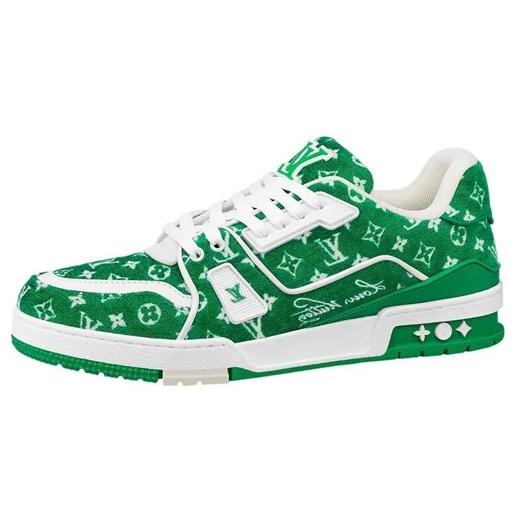 Louis Vuitton Trainer Low-Top Casual Lace-Up Sneakers for Men and Women in Green and White Trending Shoes, House White Official Shoes to Get / Maison Mihara