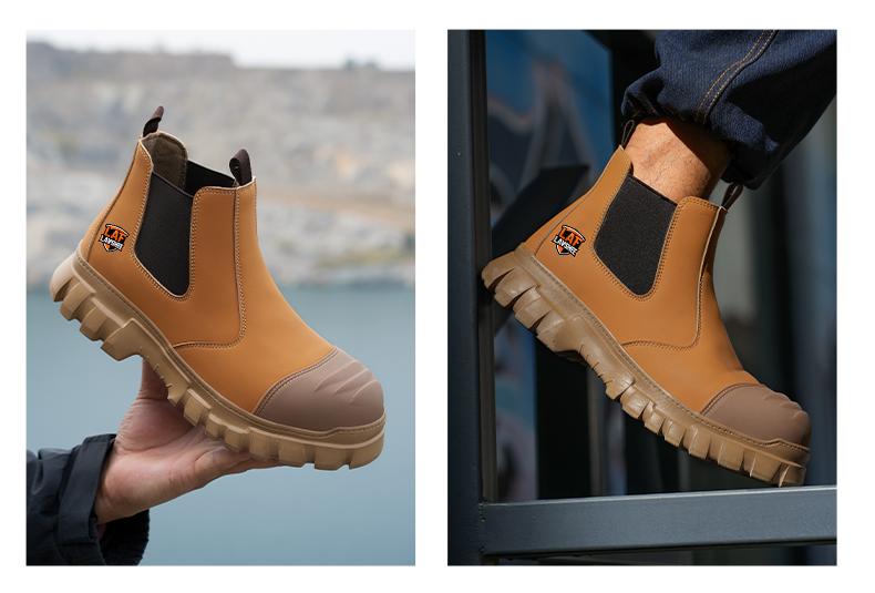 Lightweight steel toe brown anti slip work shoes - splash proof, smash proof, puncture proof, breathable safety shoes SpringStatements