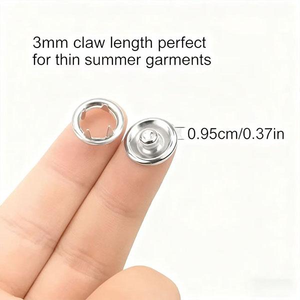 100PCS Metal Snap Buttons with Hand Press Pliers Set, Sewing Accessories Kit for DIY Clothing, Hats & Crafts, Seamless Fastener Tool Set