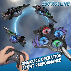 Remote Control Jet Fighter Plane Jet Toy for Kids 360° Stunt Flips, Colorful LED Lights, Easy RC Drone Toy for Beginners