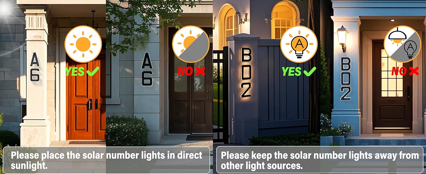ISUNMEA Solar Lighted 9 Inch LED Address Numbers Signs - Waterproof Outdoor Design for Homes, Modern Look, Ideal for Various Environments,Modern Farmhouse Illuminated Sign