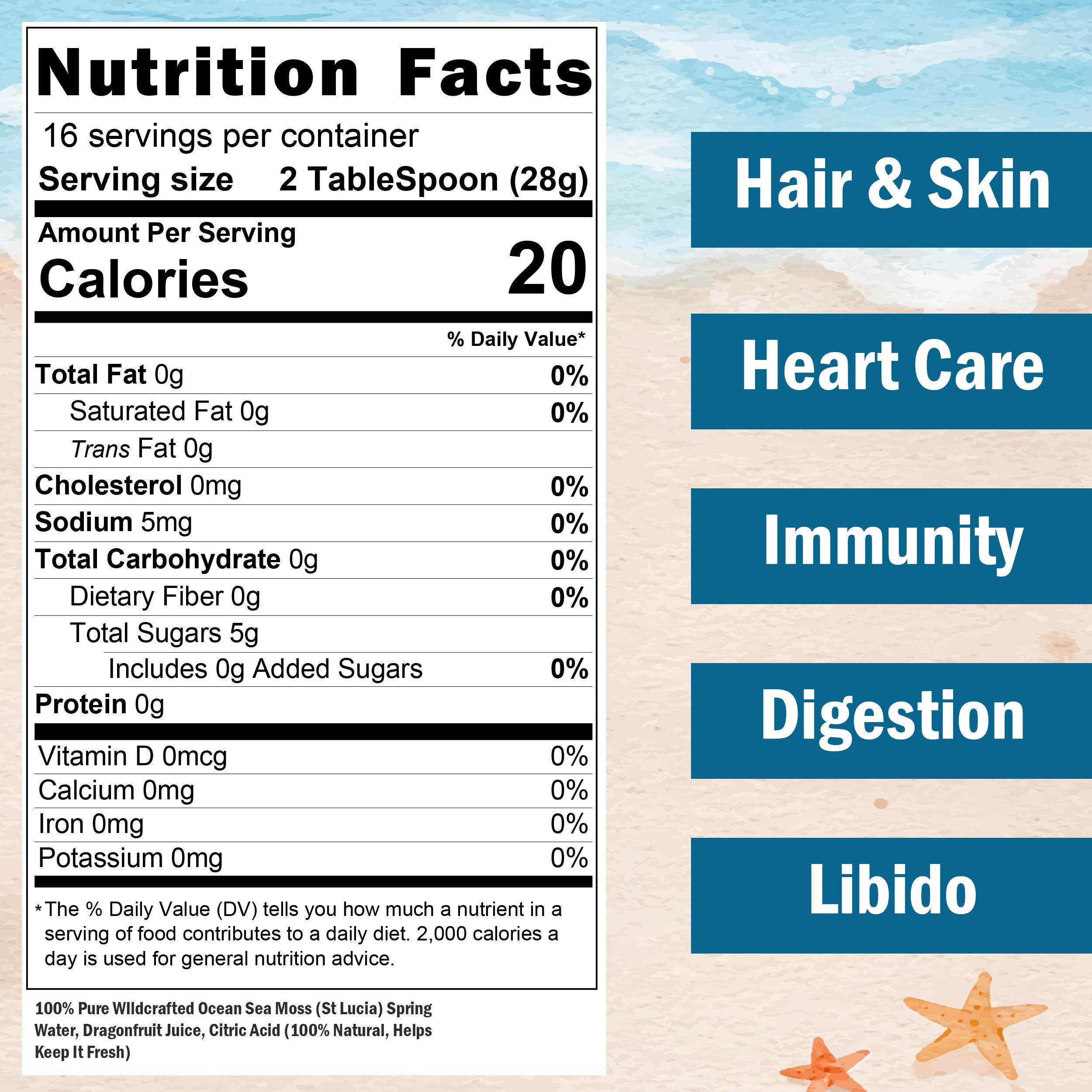 Healistix DragonFruit Irish Sea Moss Gel- St Lucia Wildcrafted Sea moss Gel, Packed with 92 Vitamins - Superfood for Immune Support, Non-GMO, Keto, Vegan