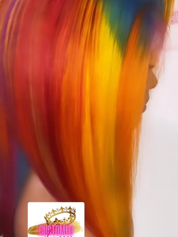 Rainbow Ombre Closure Wig - 20 inches - Customed Queens Co Wig - 100% Virgin Human Hair Wig - Glueless Wig