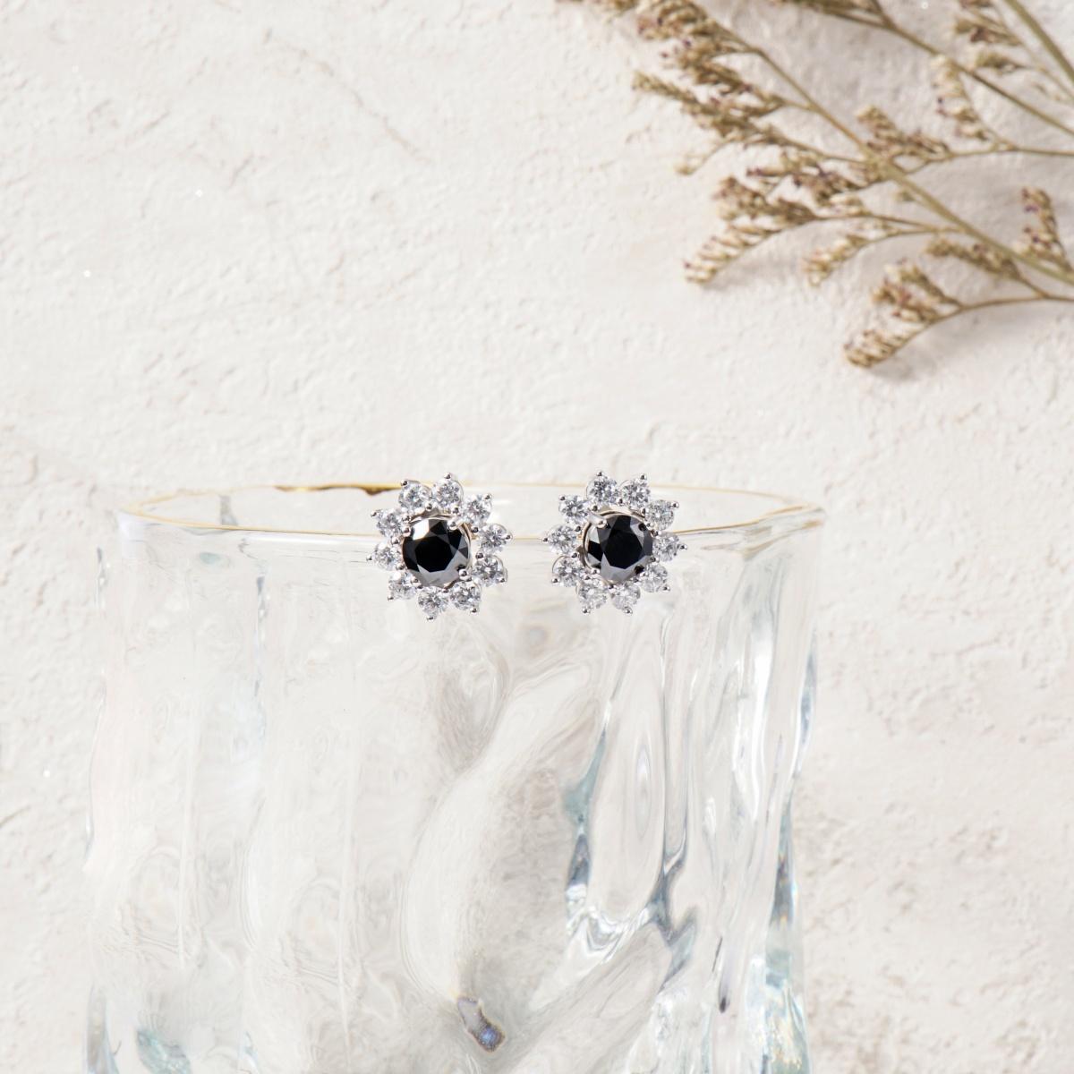 Delzzad Bling Flower Earring Jackets Synthetic Moissanite S925 Sterling Silver Earring Jackets for Studs Moissanite Jewelry Perfect Birthday Wedding Engagement Anniversary Christmas Gift(Jacket Only)