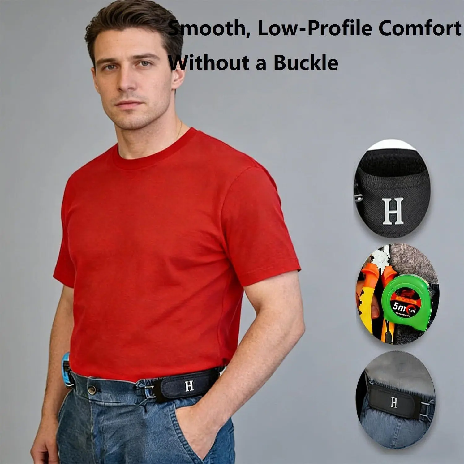 SummerFinds Convenient and adjustable iron hook lazy waist belt with Velcro elastic and unisex Velcro waist buckle