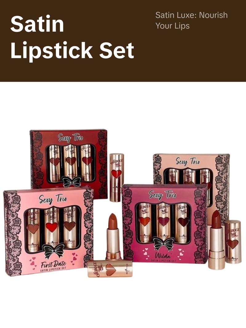 Italia Deluxe Sexy Trio Satin Lipstick Set - Silky Soft Moisturizing Lipsticks in Assorted Colors - Affordable Makeup Cosmetic Italia Deluxe Sexy Trio Satin Lipstick Set - Silky Soft Moisturizing Lipsticks in Assorted Colors - Affordable Makeup Cosmetic
