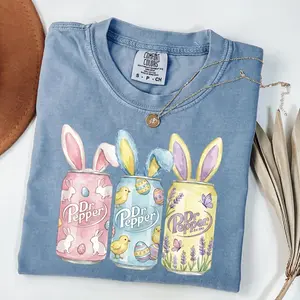 Comfort Colors Easter Bunny Soda Can Shirt Cute Spring Bunny Ear Drink Graphic Tee Pastel Easter Chick Egg Aesthetic Funny Soda Lover Gift