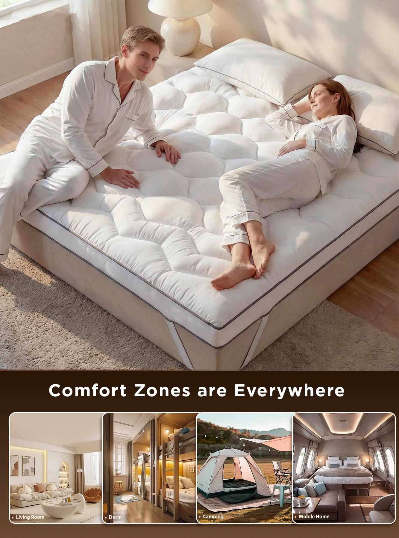 Raybee Ultra-Thick 2200GSM Mattress Topper, 3-4 Inch Memory Foam & Microfiber Hybird Mattress Pad for Back Pain & Pressure Relief, Breathable, Non-Slip, Soft & Supportive Bed Topper Pad , Twin Full Queen King for Bedroom, Dormitory, Guestroom, RVS, Raybee Ultra-Thick 2200GSM Mattress Topper, 3-4 Inch Memory Foam & Microfiber Hybird Mattress Pad for Back Pain & Pressure Relief, Breathable, Non-Slip, Soft & Supportive Bed Topper Pad , Twin Full Queen King for Bedroom, Dormitory, Guestroom, RVS,