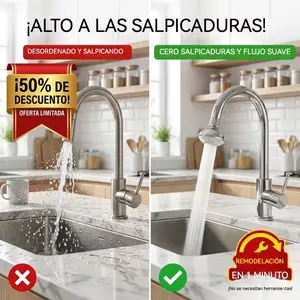 Accesorio para grifo de cocina, Diseño anti-salpicaduras, Instalación sin herramientas, Flujo de agua suave, Aumento de presión 1