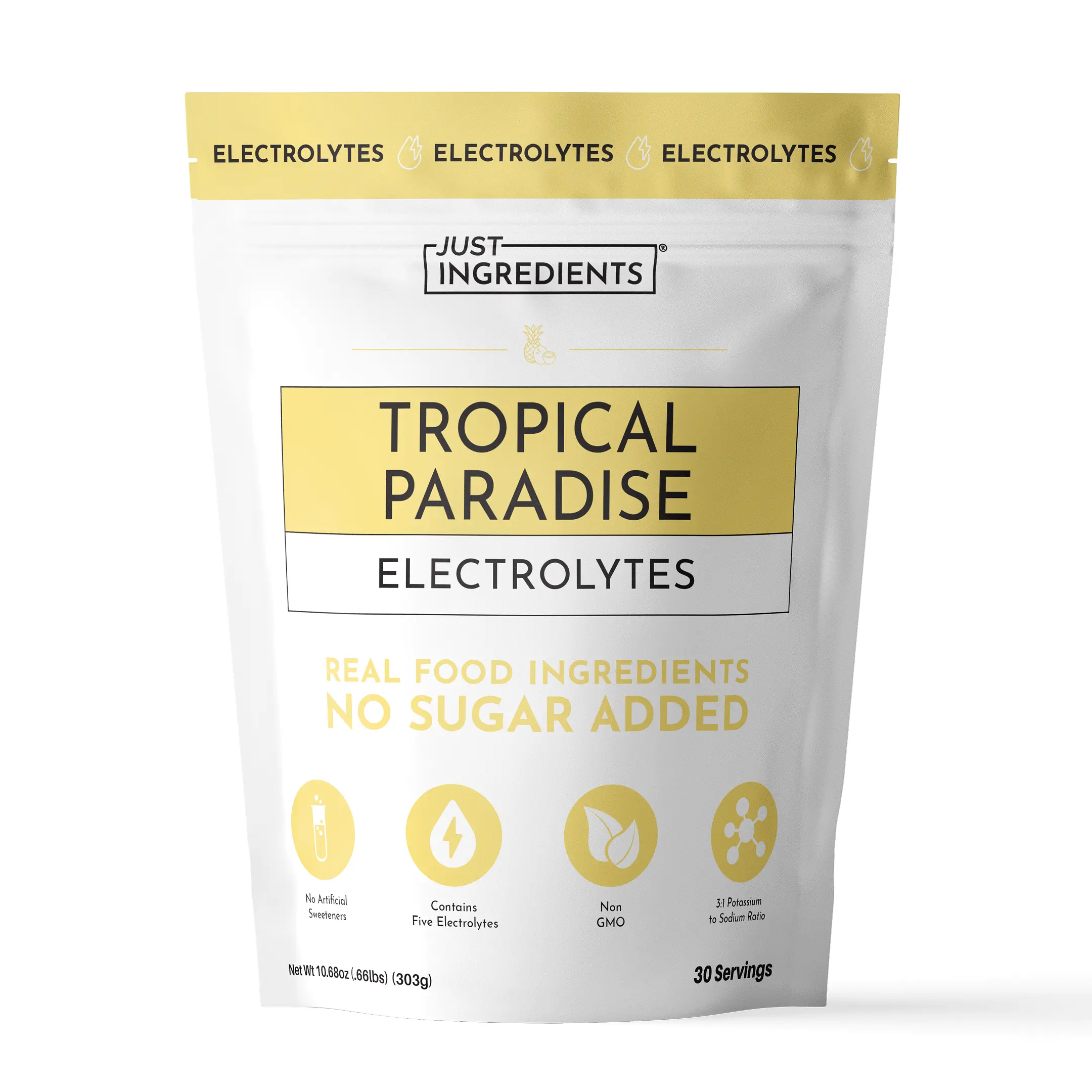 Just Ingredients Tropical Paradise Electrolytes – 30‑Serving Hydration Drink Mix with Coconut Water, Sea Salt, and Trace Minerals – Supports Hydration, Recovery, and Electrolyte Balance*