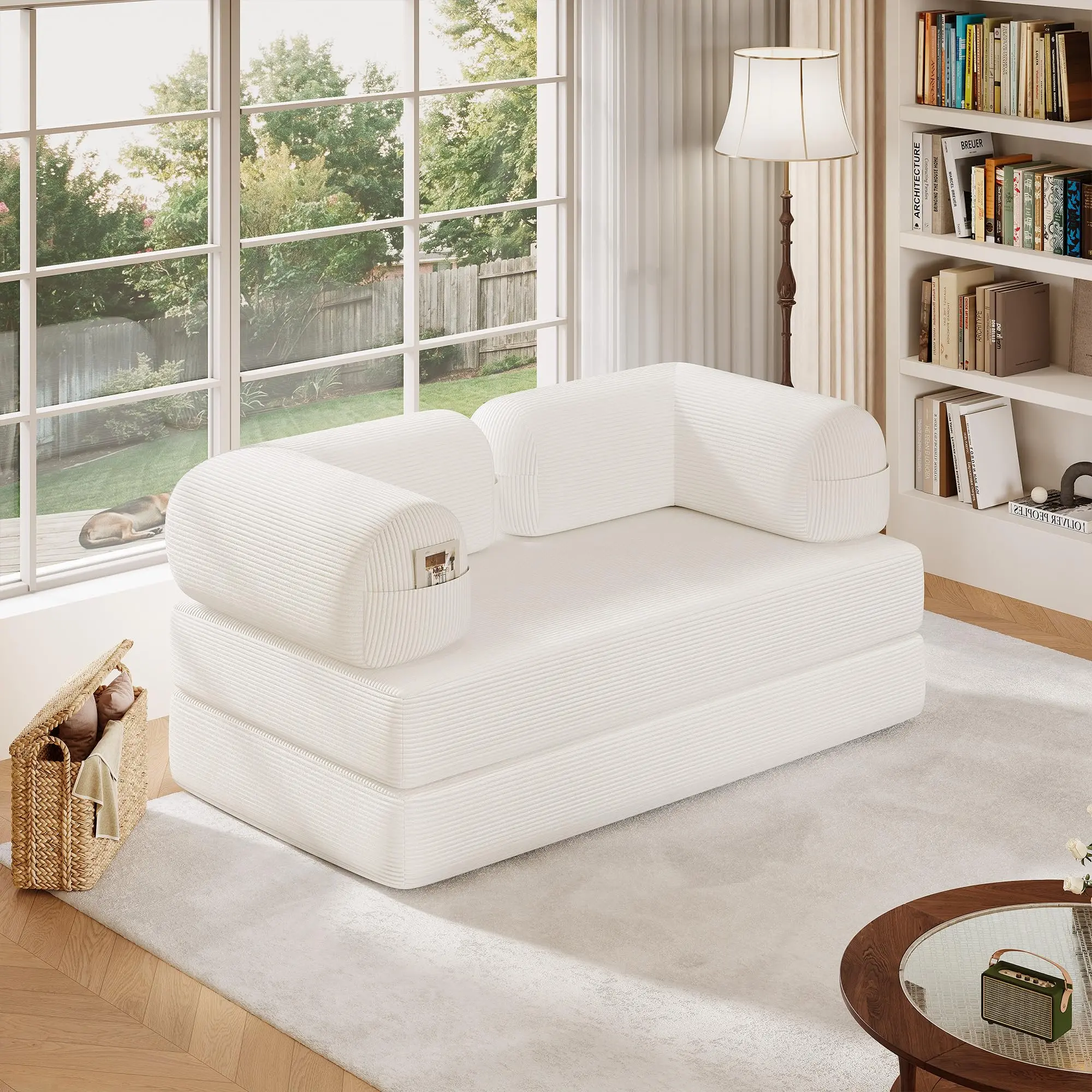 Garvee 59 Inch Convertible Sofa Bed - Versatile 4-in-1 Futon Sofa Bed, Ideal for Space-Saving and Multi-Functional Living Areas, Easily Transforms Between Sofa and Bed Configurations