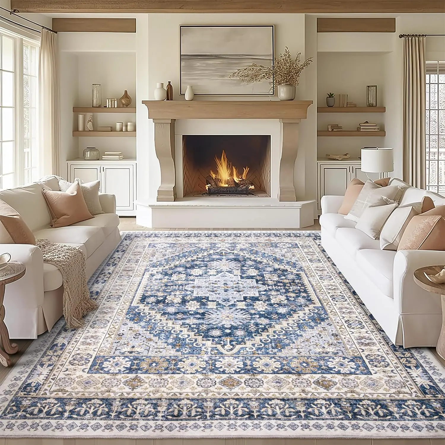 Art&Tuft Artistic Anti-Dust Indoor Area Rug - Non-Slip, Vintage, Large, Machine Washable, Stain-Resistant, Foldable Living Room Decor Home Goods for Aesthetic Rugs,back to school,dorm essentials,home decor,home essentials