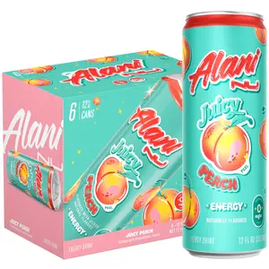Alani Nu Juicy Peach Energy Drink 6 Pack 12oz