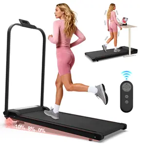 【Bellemave】Foldable Treadmill with Handle Bar & Incline, 2 in 1 Upgrade Portable Under Desk Walking Pad and Vibration Pad with Remote Control for Home Office Small Spaces