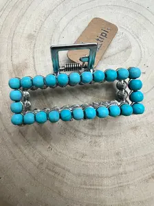 Western Faux Turquoise Rectangle Hair Claw Clip