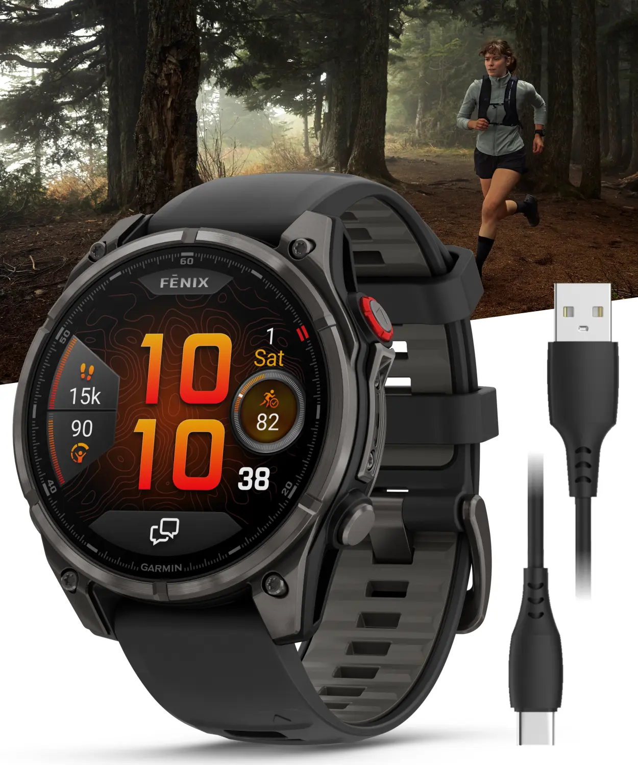 Garmin Fenix 8 Pro Smartwatch - 47 mm/51 mm AMOLED Sapphire Premium Multisport GPS Device, Touchscreen, Titanium Build, inReach Tech, Health Monitoring, Batteries, Diving Support, Music Player | Wearable4U Wearable Tech Bundle