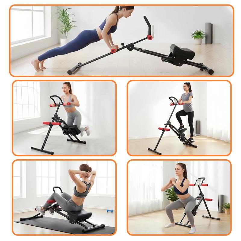 Home Gym Ab Trainer Machine Foldable Adjustable Full Body Workout with LCD Display for Versatile User Friendly Fitness Ideal for Home Use