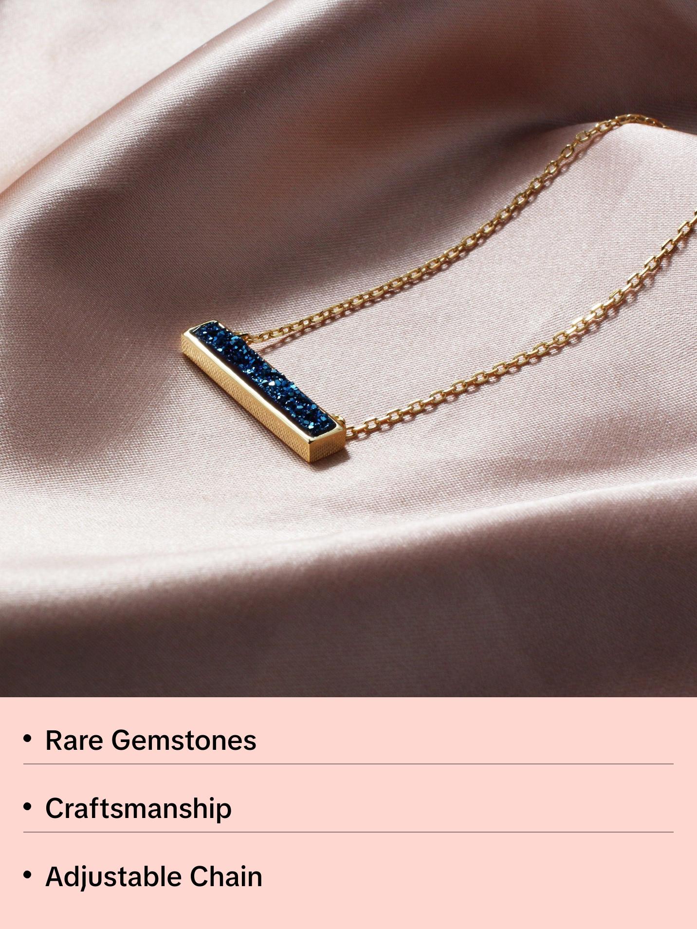 Blue Druzy Quartz Gemstones Necklace Blue Druzy Quartz Gemstones Necklace