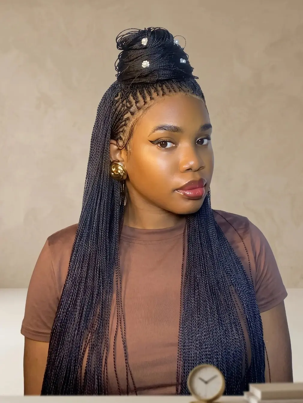 JALIZA Mica 36" Length Micro Senegalese Twists Micro Twists Pre Bleached Swiss HD Full Lace Glueless Knotless Braids Full Lace Wig, 799 Strands million braids, Adjustable Cap, Unisex Fit, Attachment Synthetic Braided Lace Wigs
