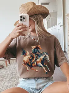 Stitched Stallion ~ Unisex Short Sleeve CC Garment Dyed T-Shirt Printed in the USA