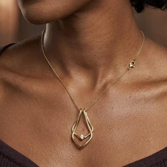 Women's Teardrop Shaped Ring Holder Necklace -Adjustable Minimalist Chain, Layering Clasp, Perfect for Everyday Wear