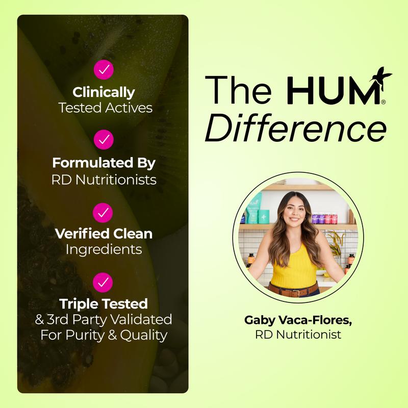 HUM Celery Juice Fiber Gummies for Detox & Gut Health - 60 Vegan Gummies with Chlorophyll & Prebiotic Fiber - Non-GMO, Soy-Free, Gluten-Free - Daily Green Boost