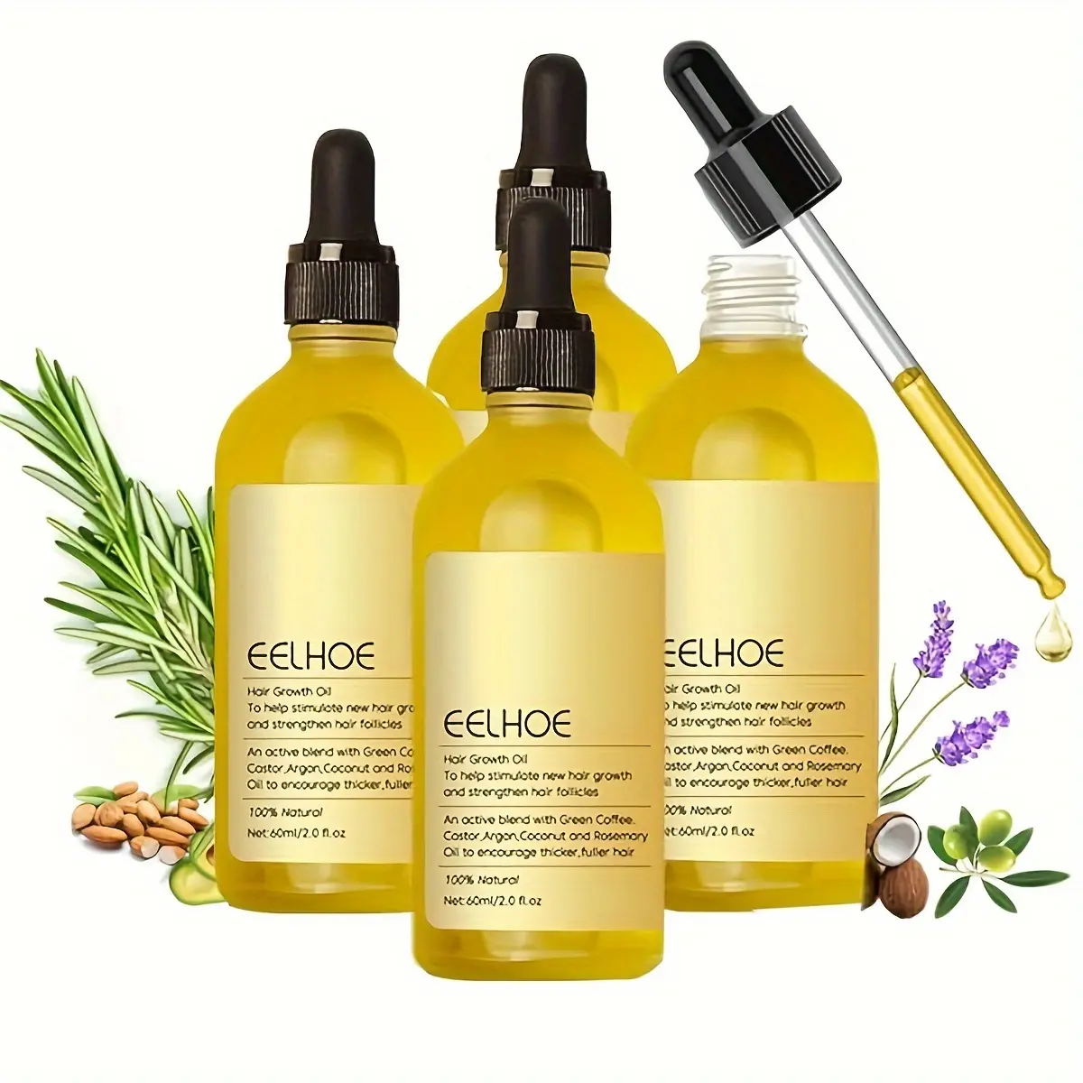 Veganic Rosemary Hair Growth Oil - Unisex Daily Haircare Formula with Intensive Repair, Deep Hydration for Dry, Damaged & Thin Hair, Thicker Fuller Hair