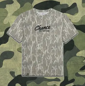 Black Chance Outdoor Letter Printing Original Bottomland Pattern Mossy Oak Washed Out Camo Tee, Mossy Oak Black Chance Outdoor Letter Printing Original Bottomland Short Sleeve Camo Shirt