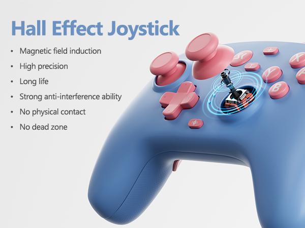 Wireless Switch Controller with 2.4G Adapter for Switch/Switch 2/Lite/OLED, PC, Android & iOS, Hall Effect Joysticks & Triggers, Dual Vibration, 2 Back Custom Macros, Turbo Function, No Stick Drift, AG46 gamer gifts