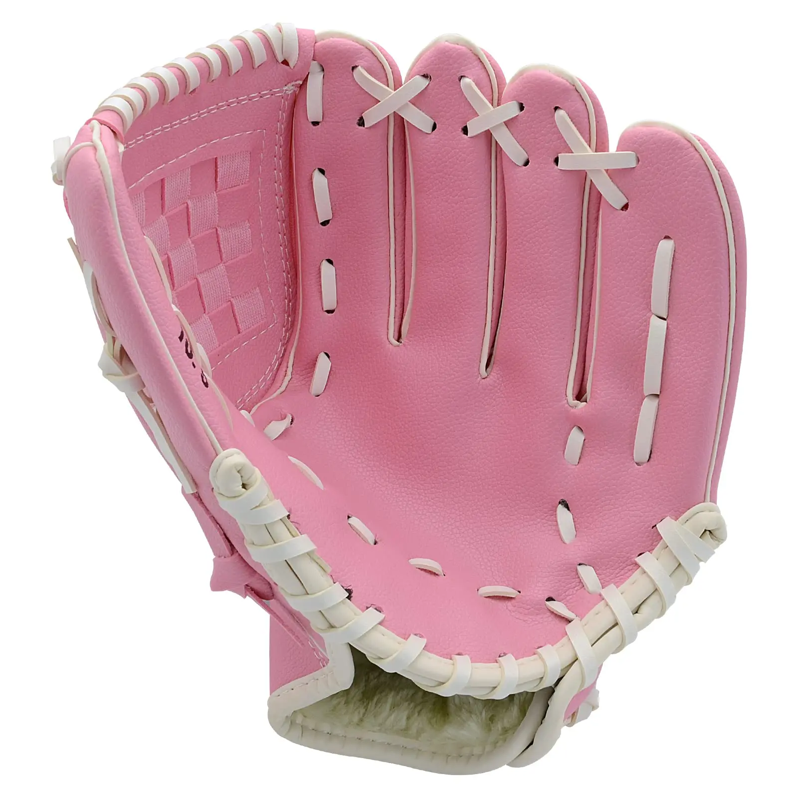 Pink Baseball Softball Glove, PU Leather Right Hand Throw Glove with Padded Lining, Durable Beginner Practice Equipment for Youth Kids Teens Adults Girls Boys