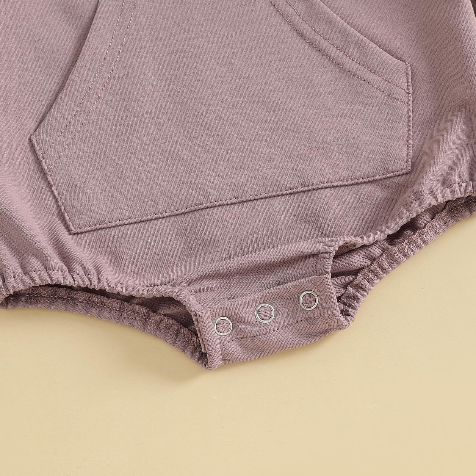 Baby Onesie Newborn Boy Girl Hooded Romper Long Sleeve Front Pocket Solid Color Bodysuit Infant Spring Fall Romper Toddler Outfit Cute, Newborn Baby Stuff