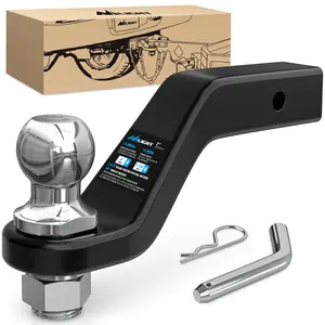 Nilight Forged Trailer Hitch Mount with 2-5/16-Inch Ball Fits 2 Inch Receiver Square 5/8" Hitch Pin Clip 15000 lbs 4" Drop, 1-1/4” Hole, Gloss Black Powder Coat Tongue Weight dealsforyoudays