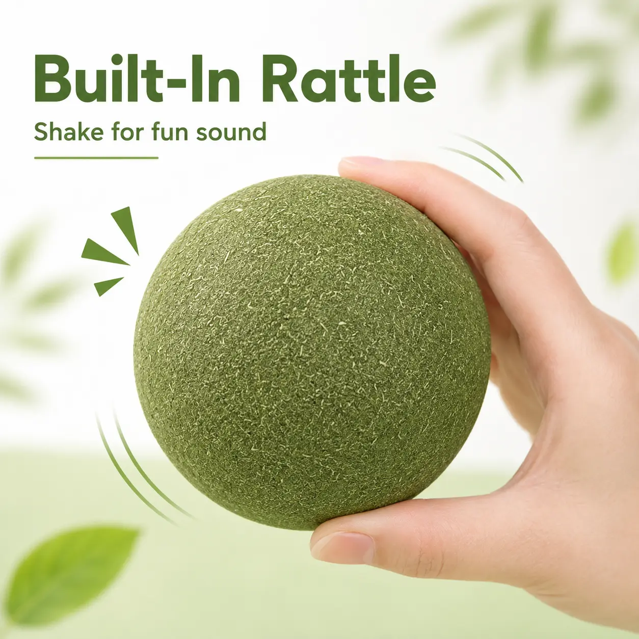 2-Pack 10cm Kitten-Friendly Catnip Balls, Large Natural Cat Grass Toy with Built-In Rattle, Chew & Teeth Cleaning Toy for Indoor Play, Boredom Relief & Hairball Care, Two-Pack