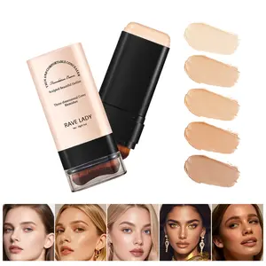 Double-Headed Concealer Stick - 5-Color Dual-Ended with Built-in Brush - Clean Serum-Infused, Long-Lasting, Wool Cotton Head, Moisturizes Dry Skin, Lightweight & Sensitive Skin Friendly - Makeup Cosmetic  face
