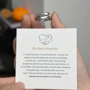 1PCS Hug Ring for Women & Teen Girls Adjustable Jewelry with "Always with You" Inscription Perfect for Mothers Day Birthdays Gifts for Daughters Mom Sister Wife Friends Grandma