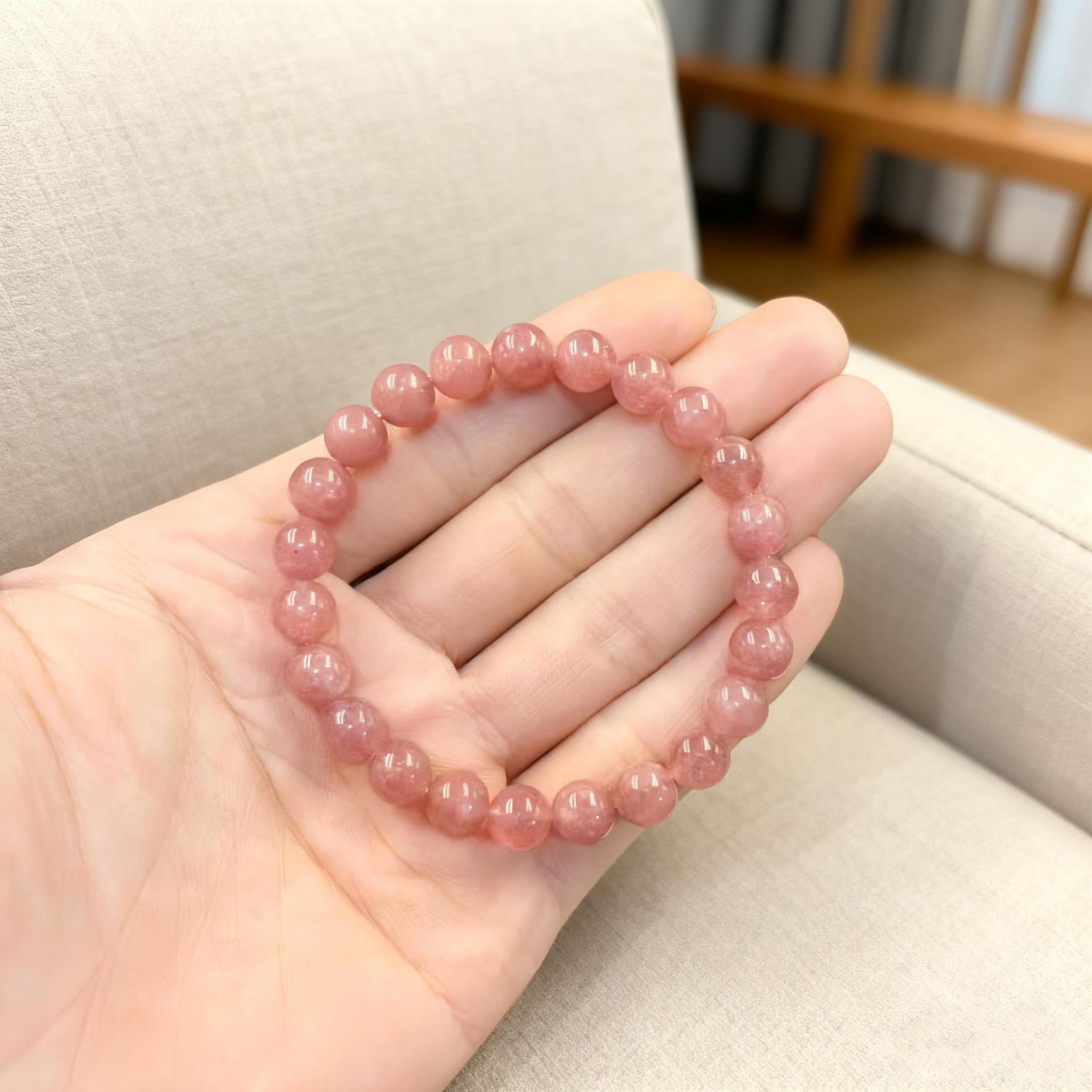 Crystal Money Attraction Bracelets for Women Wealth Attraction Good Luck Strawberry Quartz Stretch Bracelets Sister Christmas Birthday  Wedding Jewelry Gifts