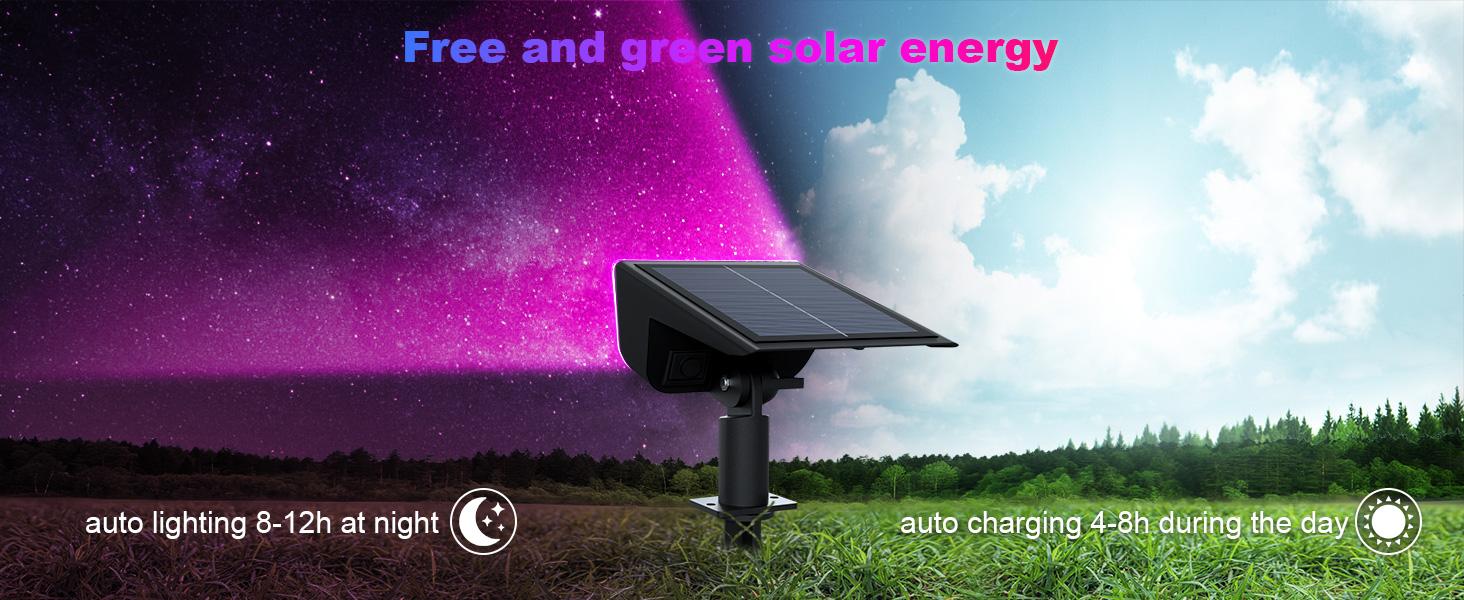 Upgrade RGB Landscape Spotlights,Christmas Solar Outdoor Lights with RGB Cycle Color Changing/Warm White/6 Fixed Color,Brighter with Light-gathering Concave Lens,Auto ON/OFF & Waterproof for Walkway Backyard Patio Yard Garden Halloween Accent Lightingng