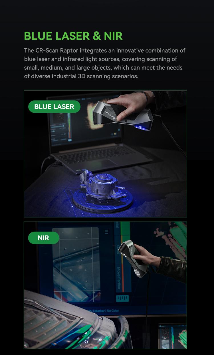 Creality CR-Scan Raptor 3D Scanner with Metrology Grade Accuracy and 7 Blue Laser Lines