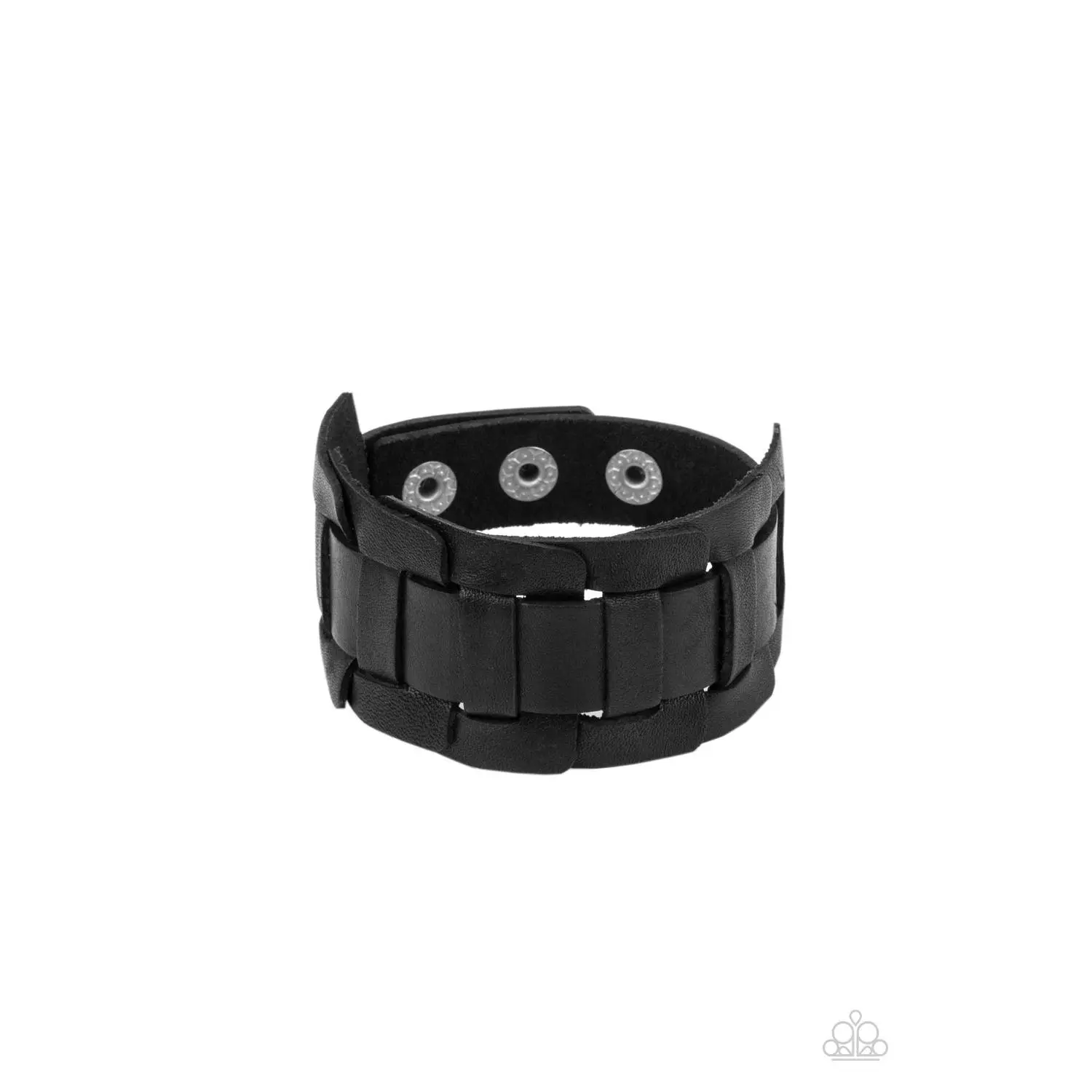 ?Plainly Plaited - Black Leather Wrap Bracelet - Paparazzi