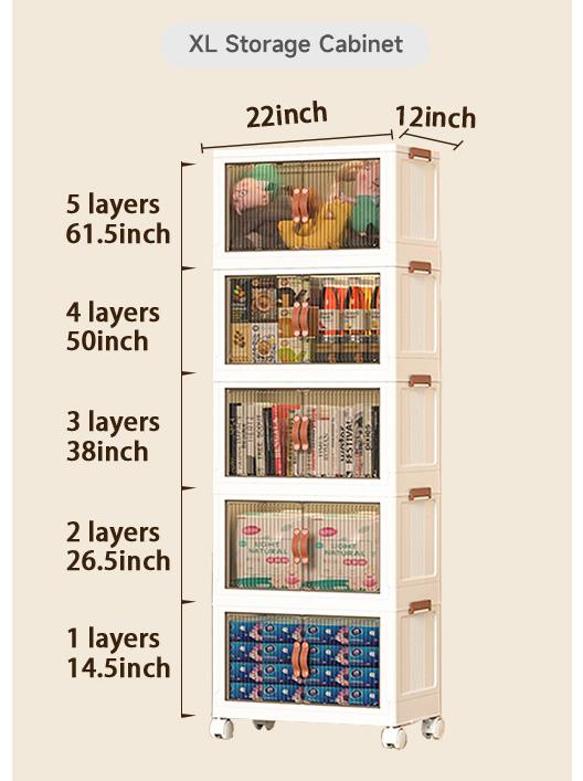 ONAIL Foldable Storage Box with Lid Stackable Household Organiser in Cream White for Kitchen Bedroom Bathroom & Warehouse Large Capacity L XL XXL Sizes