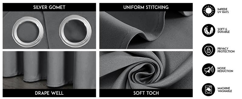 Lux Decor Blackout Curtains (2 Panels) - Solid Thermal Insulated, Soundproof, Heavy-Duty, Cold-Proof Grommet Drapes - Noise Reduction Cozy Window Curtains for Living Room & Bedroom - Drapery Style Lightweight Curtains