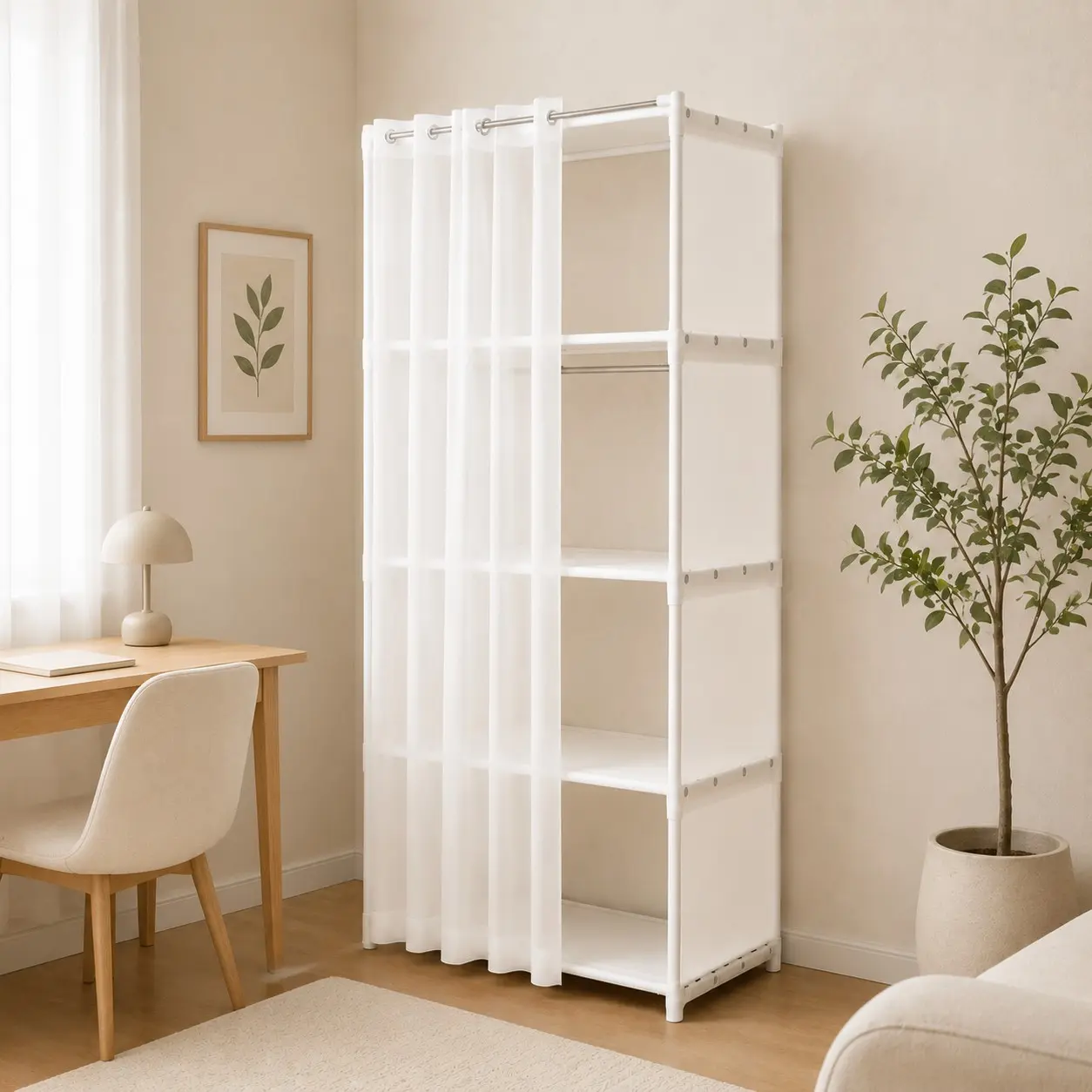 Multi-Layer Storage Cabinet, Rust-Resistant Metal Frame, Breathable Non-Woven Dustproof, Living Room & Bedroom Organizer, Student Desk Book Rack, Bookshelf Book Rack, Office Bookshelf, Multifunctional Bookshelf, Bookshelf with Storage, Indoor Bookshelf