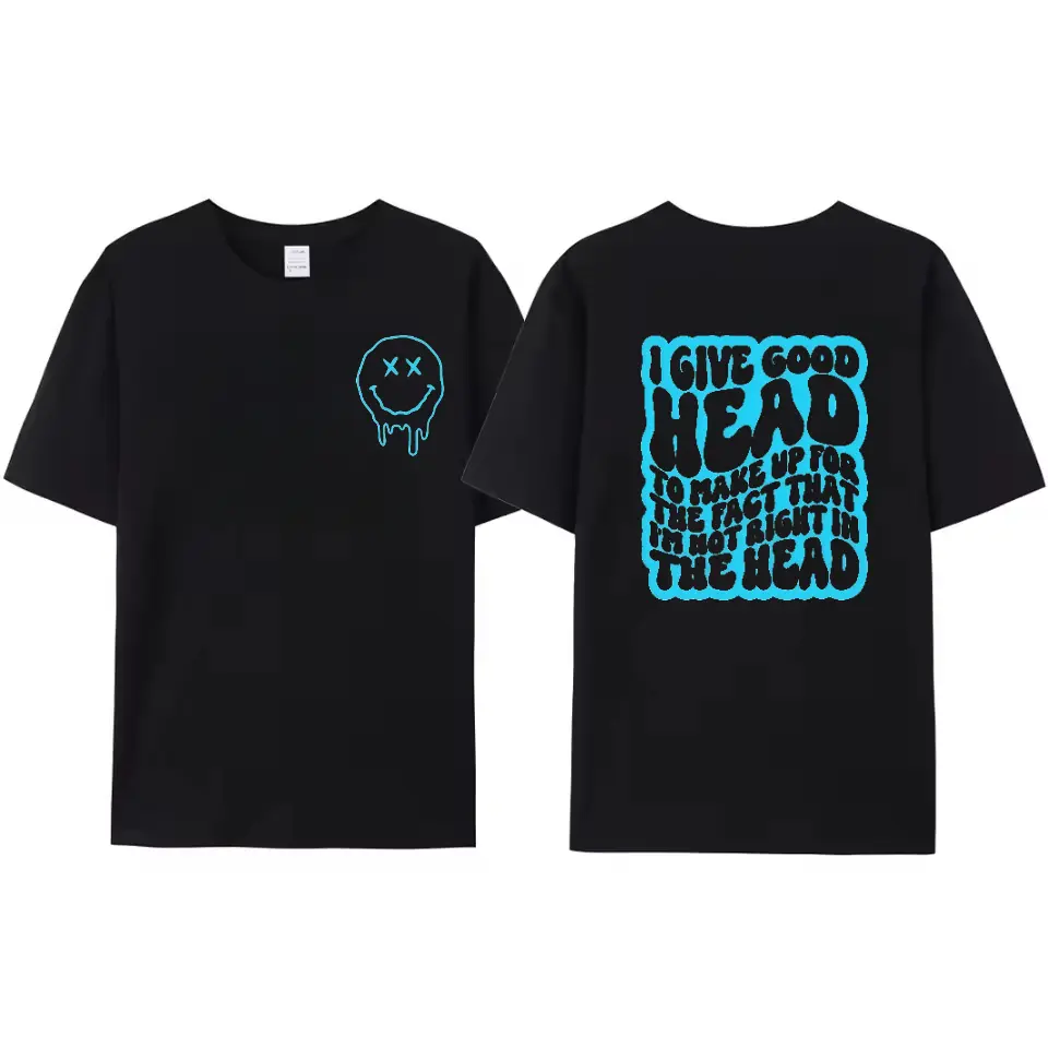 Men's Cotton Graphic T-Shirt - Classic, Short-Sleeve, Round Neck, Casual Chic, Regular Fit, Funny "Not Right in the Head" Sarcasm Humor, Retro Wavy Lettering, Comfortable Casual Top, Shortsleeve