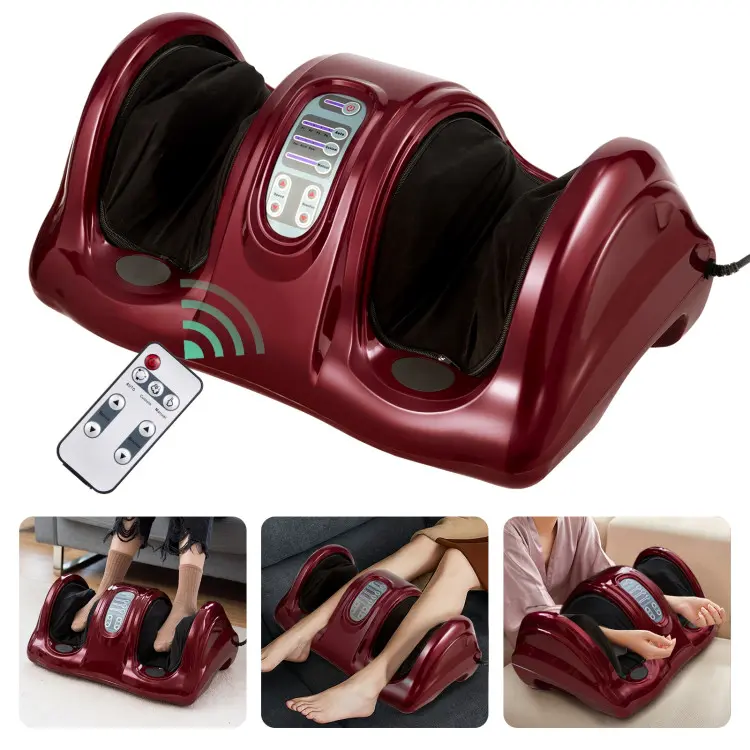 Costway Shiatsu Foot Massager Machine, COSTWAY Deep Kneading Rolling Massage for Feet, Leg Calf Ankle, Electric Massager w/Remote, 4 Massage Modes, Burgundy, Christmas Festival Gift Black Friday Cyber Monday