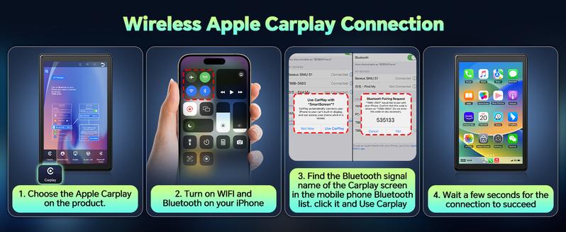 【Valentines】LAMTTO 8-Inch CarPlay Screen for Vehicles — Suction Cup Mount and Magnetic Holder Install on the Air Vent Without Blocking the Driving View. Portrait Mode for Shorts Viewing and Landscape Mode for Movie Playback