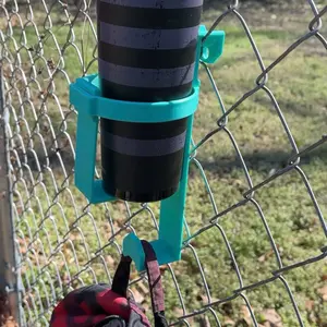 3D Printed Fence‑Mount Sports Drink & Bag Holder | Baseball • Softball • Pickleball • Tennis Gear Hook Beverage Energy