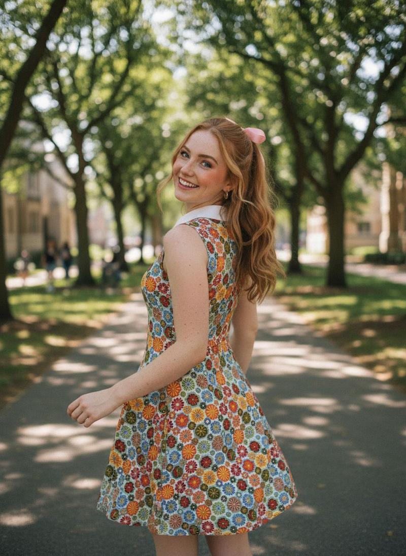 ORANGE 1960S DAISY PETER PAN COLLAR DRESS Summer Casual Wear Women Womenswear