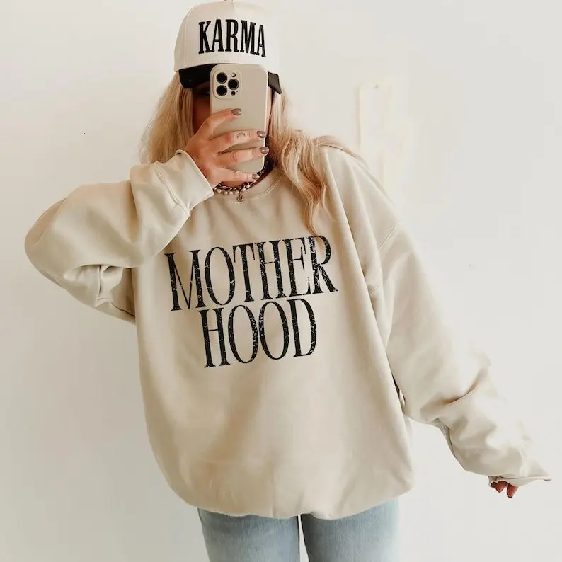 Motherhood Sweatshirt, Mother Hood Crewneck, Cool Mom Gift, Badass Mom Sweater, Trendy Mom Life Shirt, New Mama Sweatshirt, Motherhood Shirt