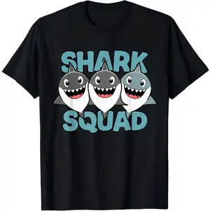 Shark Squad Design for Shark Lover Stuff | Kids Shark T-Shirt Pure Cotton Graphic Tees Menswear Top: Gifts for Men & Women